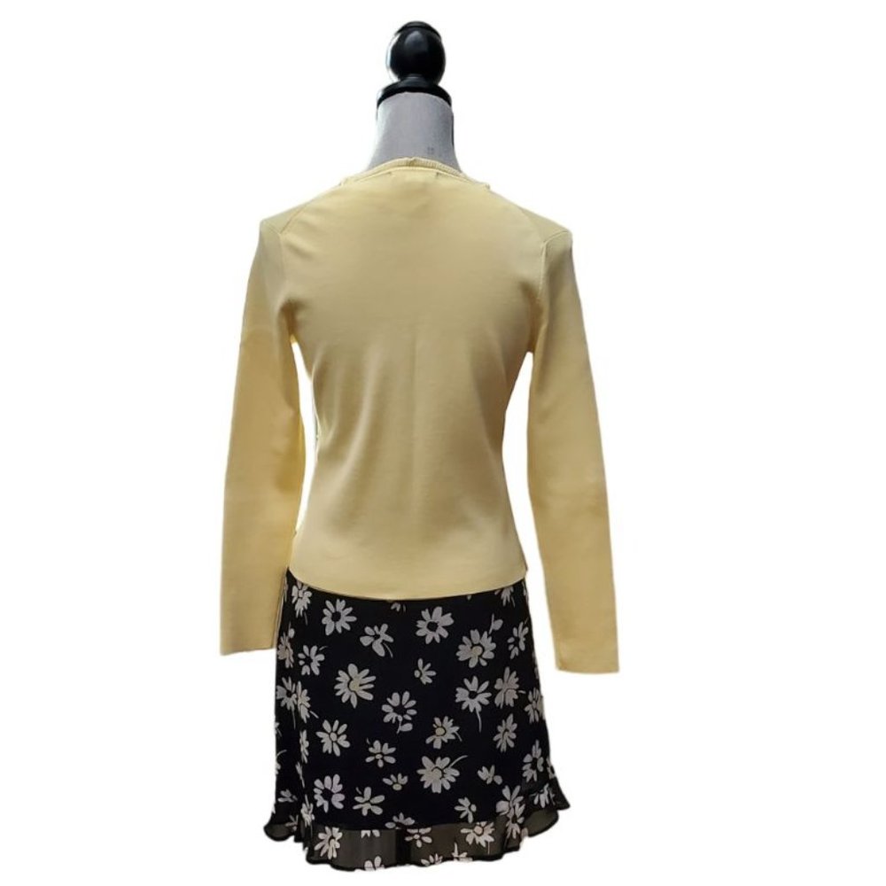 Petite Sophisticate Silk Stretch Cardigan & Shell Set | Like New  | XSP | Yellow - Picture 3 of 11
